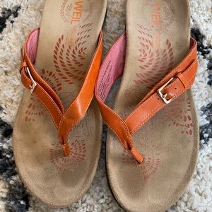 Orange leather sandal flip flops